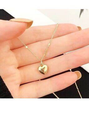 Puffy Heart Necklace Delicate Minimalist Gold Chain Delicate Simple Dainty Sexy